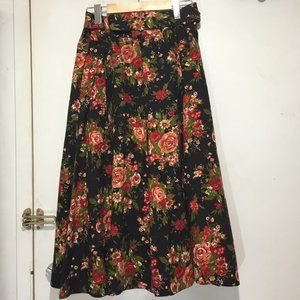 VINTAGE MULTICOLOR BELTED MIDI SKIRTS SIIZE S